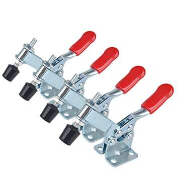 E-TING Hand Tool 201B Toggle Clamp 198Lbs Antislip Red Horizontal Clamp 201-B Quick Release Tool (4)