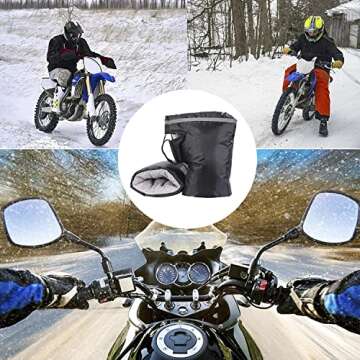 Motorcycle Handlebar Gloves Muff for Cold Weather Waterproof Riding Mittens Windproof E-Bike Handguards Hand Protectors Covers Winter Warm Cotton Handle Cover Gloves…