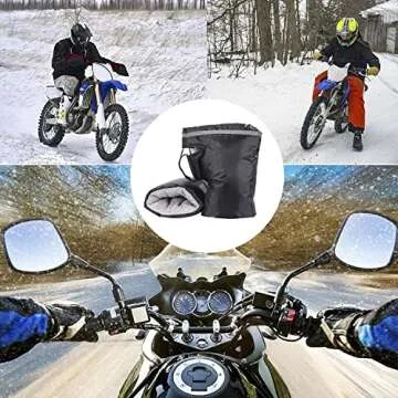 Motorcycle Handlebar Gloves Muff for Cold Weather Waterproof Riding Mittens Windproof E-Bike Handguards Hand Protectors Covers Winter Warm Cotton Handle Cover Gloves…