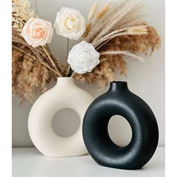 RyddeligHome Black Ceramic Vase for Modern Decor