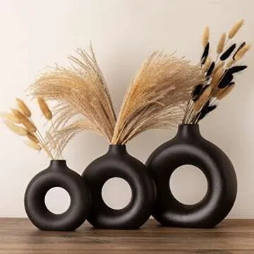 RyddeligHome Black Ceramic Vase for Modern Decor