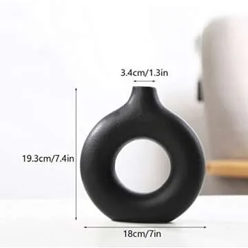 RyddeligHome Black Ceramic Vase for Modern Decor