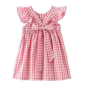 Zanie Kids Gingham Toddler Dress Bowknot Easter Dress Baby Girl Summer Playwear Outfits Plaid Pink 6...