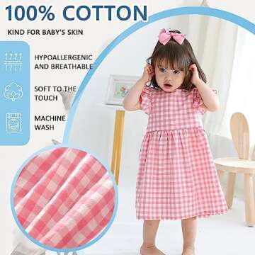 Zanie Kids Gingham Toddler Dress Bowknot Easter Dress Baby Girl Summer Playwear Outfits Plaid Pink 6 7T
