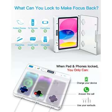ySky Phone Lock Box with Timer for iPad,Portable Time Lock Box for iPad,iPhone,Tablet,Folded Phone,T...