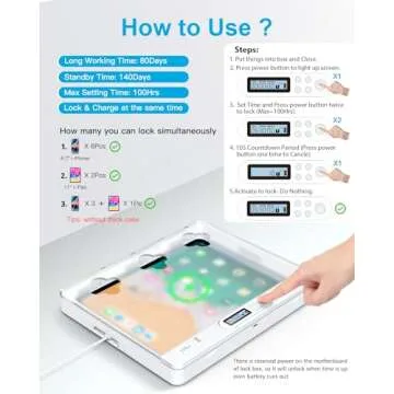 ySky Phone Lock Box with Timer for iPad,Portable Time Lock Box for iPad,iPhone,Tablet,Folded Phone,TV remotes, Phone Locker for Self-Discipline to Help Reduce Screen Time Focus to Achieve Goals(New)