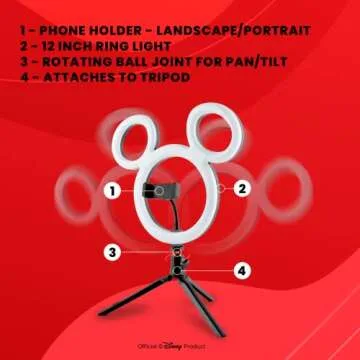 Disney Mickey Mouse Ring Light with Tripod and Phone Holder