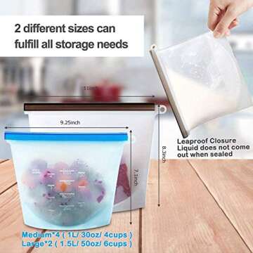 Reusable Storage Bags 15 Packs Reusable Silicone Storage Bags Set with 6 PCS Eco-Friendly Leakproof Silicone Food Storage Bags,3PCS Beeswax Wrap+6PCS Silicone Stretch Lids Cover for Meat Fruit Veggies