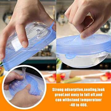 Reusable Storage Bags 15 Packs Reusable Silicone Storage Bags Set with 6 PCS Eco-Friendly Leakproof Silicone Food Storage Bags,3PCS Beeswax Wrap+6PCS Silicone Stretch Lids Cover for Meat Fruit Veggies