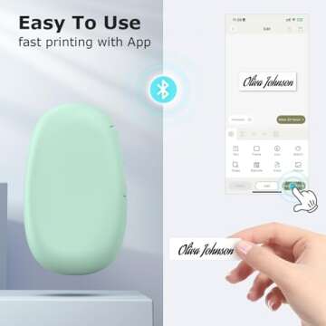 SUPVAN E10 Bluetooth Label Maker Machine with Tape, Continuous Waterproof Label, Versatile App with 35 Fonts and 1k+ Icons, Inkless Labeler for Home, Kitchen, School, Office Organization, Black