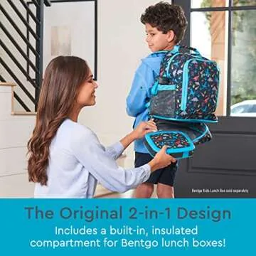 Bentgo Kids Prints 2-in-1 Backpack & Insulated Lunch Bag - Durable, Lightweight, Colorful Prints for...