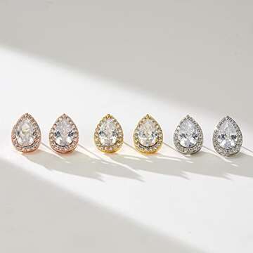 SWEETV Teardrop Bridesmaid Earrings Set of 6 Stunning Gifts