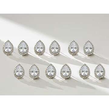 SWEETV Teardrop Bridesmaid Earrings Set of 6 Stunning Gifts