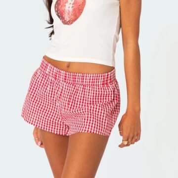 Women Y2K Plaid Boxer Shorts - Stylish & Comfortable