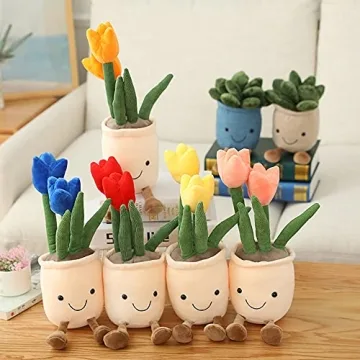WUZHOU Tulip Plush Toy Soft Fluffy Succulent Pillow Decor