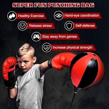 Adjustable Kids Punching Bag Set with Gloves
