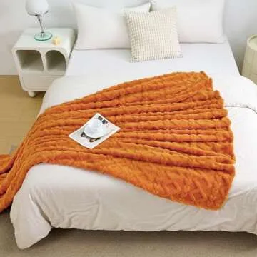 Aganear Fleece Throw Blanket - Cozy Soft Fuzzy Throw Blanket Boho Fall Decor Throw Blankets for Couch, Warm Present for Birthday, Christmas, Halloween, Housewarming(50"x60", Burnt Orange)