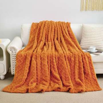 Aganear Fleece Throw Blanket - Cozy Soft Fuzzy Throw Blanket Boho Fall Decor Throw Blankets for Couch, Warm Present for Birthday, Christmas, Halloween, Housewarming(50"x60", Burnt Orange)