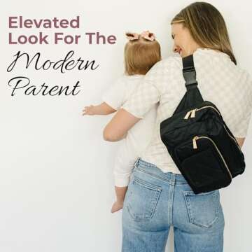 Lion & Light Small Diaper Bag, Mini Diaper Bag with Portable Changing Pad, Fanny Pack Diaper Bag for Baby, Toddler Diaper Bags, Travel Diaper Bag, Crossbody Diaper Bag with Wipes Pocket (Black)