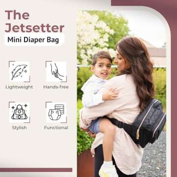 Lion & Light Small Diaper Bag, Mini Diaper Bag with Portable Changing Pad, Fanny Pack Diaper Bag for Baby, Toddler Diaper Bags, Travel Diaper Bag, Crossbody Diaper Bag with Wipes Pocket (Black)