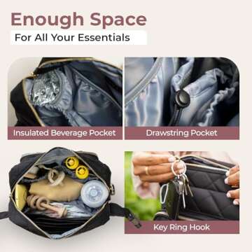 Lion & Light Small Diaper Bag, Mini Diaper Bag with Portable Changing Pad, Fanny Pack Diaper Bag for Baby, Toddler Diaper Bags, Travel Diaper Bag, Crossbody Diaper Bag with Wipes Pocket (Black)