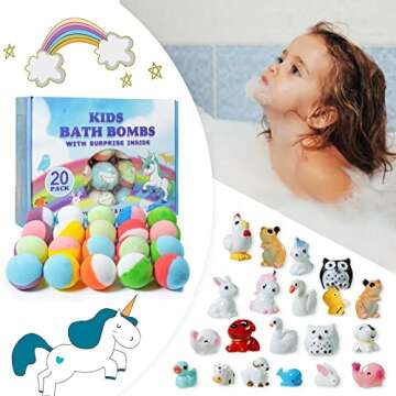 Fun Organic Bath Bomb Gift Set with Surprises for Kids