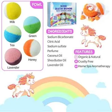 Fun Organic Bath Bomb Gift Set with Surprises for Kids