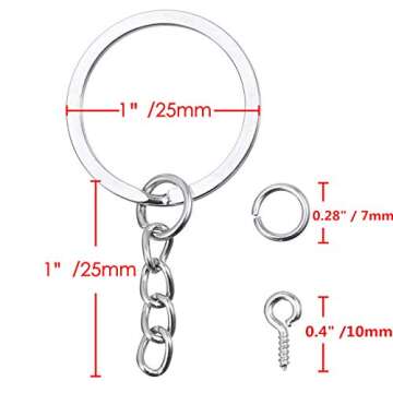 HAUTOCO 100Pcs Keychain Rings with Chain, Open Jump Rings and Screw Eye Pins for Crafts Charm Jewelr...