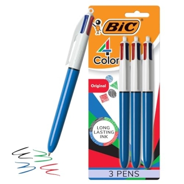 BIC 4-Color Retractable Ball Pens for Creative Writing