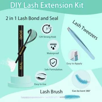 Lash Extension Kit for Beginners, 320pcs Lash Cluster Kit Individual Lashes Kit Fake Lashes D Curl Lashes Cluster DIY Lash Extension Volume 40D Mixed 9-16mm with Lash Bond and Seal, Lash Applicator
