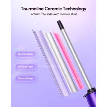 wavytalk 3/8 Inch Small Curling Wand, Small Barrel Curling Iron for Short & Long Hair, Ceramic Small Wand Curling Iron with Adjustable Temperature, Include Heat Resistant Glove (Purple)