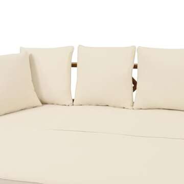 Christopher Knight Home Varney Outdoor Extendable Acacia Wood 3 Seater Sofa, Upholstered Cushion Couch, Daybed Sofa Chair, Spacious Seating Lounge Chair, Patio Daybed Sofa for Garden Yard, Teak+Beige