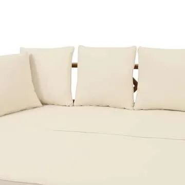 Christopher Knight Home Varney Outdoor Extendable Acacia Wood 3 Seater Sofa, Upholstered Cushion Couch, Daybed Sofa Chair, Spacious Seating Lounge Chair, Patio Daybed Sofa for Garden Yard, Teak+Beige