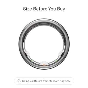 Oura Ring Gen3 Horizon - Brushed Titanium - Size 11 - Smart Ring - Size First with Oura Ring Gen3 Si...