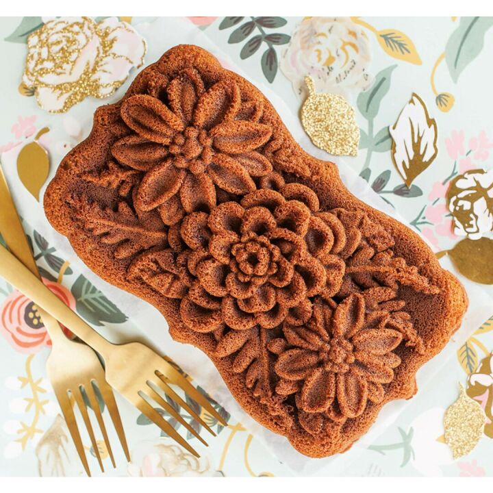Nordic Ware 6-Cup Wildflower Loaf Pan in Toffee