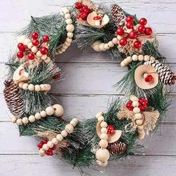 24 Feet Wood Bead Garland for Rustic Christmas Decor