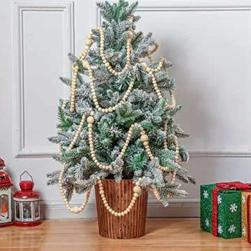 24 Feet Wood Bead Garland for Rustic Christmas Decor