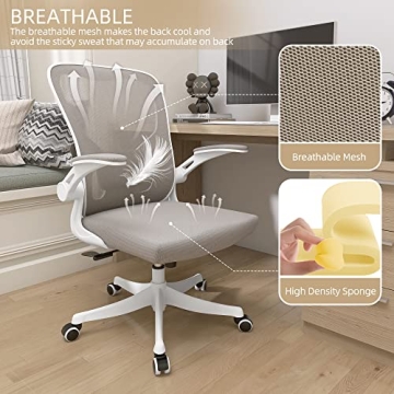 Monhey Ergonomic Desk Chair with Lumbar Support & Flip-up Arms