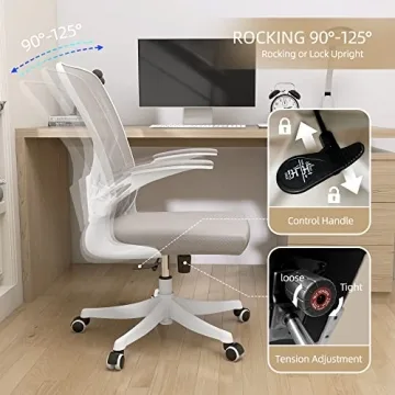 Monhey Ergonomic Desk Chair with Lumbar Support & Flip-up Arms