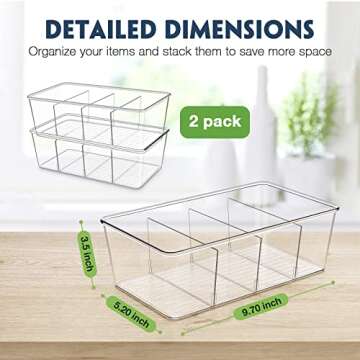 Pantry Organization and Storage Bins, Refrigerator Organizer Bins – Clear, Kitchen Organization an...