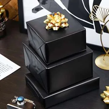 RUSPEPA Black Wrapping Paper - Matte Gift Wrap for All Occasions