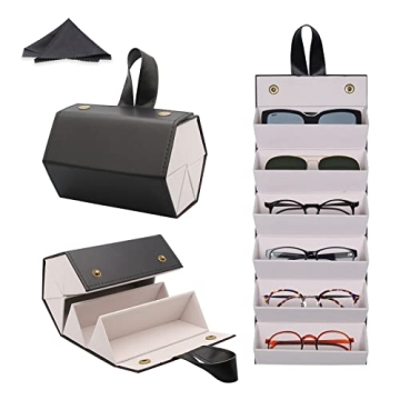 ANYGIFT 6-Slot Sunglass Organizer - Durable PU Leather Travel Case