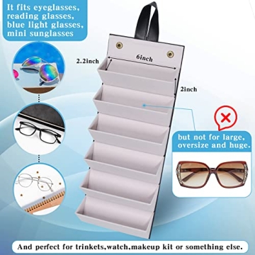 ANYGIFT 6-Slot Sunglass Organizer Durable PU Leather Travel Case