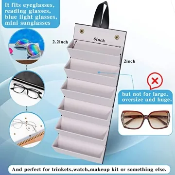 ANYGIFT 6-Slot Sunglass Organizer Durable PU Leather Travel Case