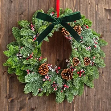 Chuangdi 5/8 Inch, 60 Yard Christmas Velvet Ribbon Vintage Green Ribbons for Gift Wrapping Christmas Tree Ornaments Xmas Party Decoration Wreath Crafts Bow Making