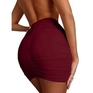 Stylish High Waist Ruched Mini Skirt for Women