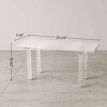 Sumerflos Acrylic Entryway Bench - 35" Clear Shoe Storage Bench for Bedroom & End of Bed & Hallway, Holds Up to 300 Lb (Seat for 2 People), Modern, Easy Assembly