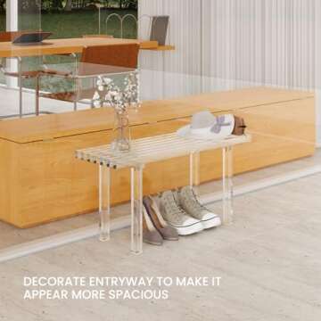 Sumerflos Acrylic Entryway Bench - 35" Clear Shoe Storage Bench for Bedroom & End of Bed & Hallway, Holds Up to 300 Lb (Seat for 2 People), Modern, Easy Assembly