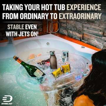 DIVEBLAST: Transparent Floating Drink Holder for Pool, Hot Tub Accessories for Adults - Holds Up to ...