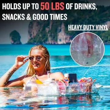 DIVEBLAST: Transparent Floating Drink Holder for Pool, Hot Tub Accessories for Adults - Holds Up to 50 LBS - Glitter Fun Swimming Pool Accessories for Adults, Cool and Unique Drink Floaties